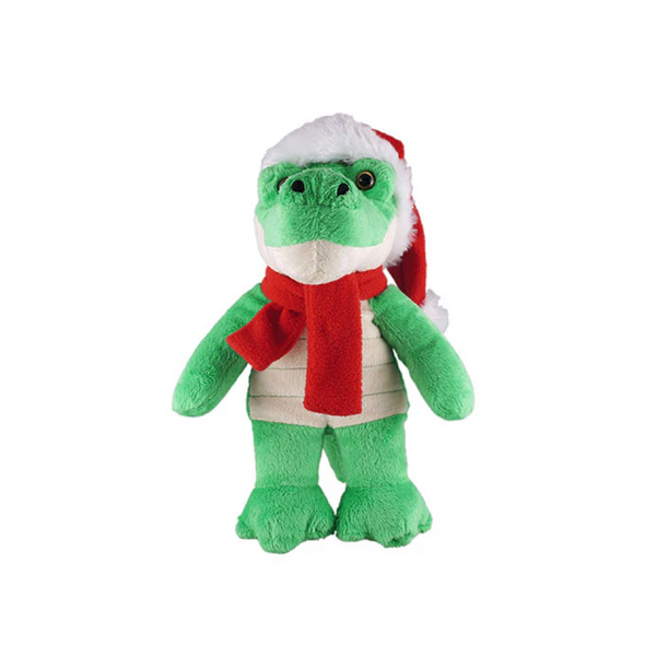 8" Standing Xmas With Red Scarf Gator, Featuring Soft Fur and a Festive Christmas Design by Plushland.