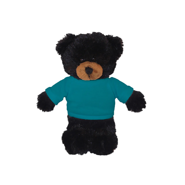 Plushland 8 Inch Floppy Black Bear with Tee Plush Stuffed Animal Personalized Gift