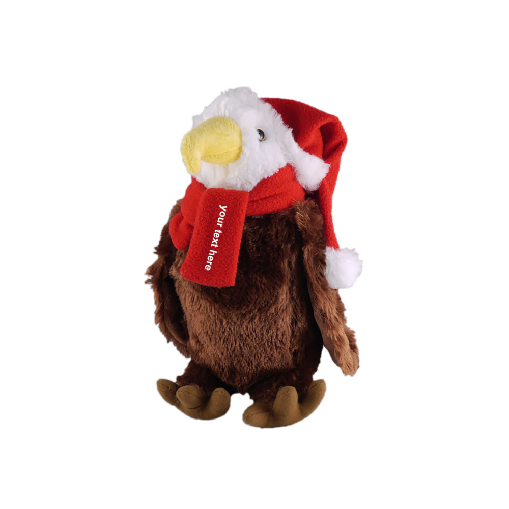 12" Standing Personalizable Scarf Eagle, Soft Fur & Customizable Scarf Design by Plushland.