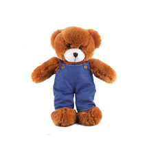 Stuffed Animal with Blue Jean Overalls Personalized 8 Inches