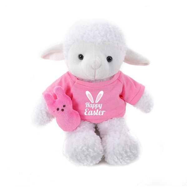 12" Sitting Pink Sheep with 1st Easter Shirt, Featuring Soft and a Cute Outfit by Plushland.