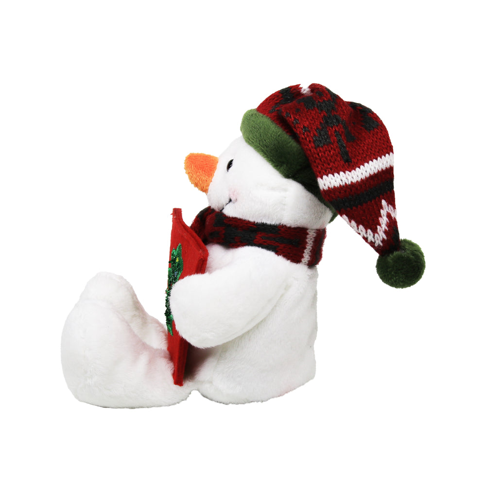 9" Gift Card Holder Snowman Plush Toy Sitting Left Side, A Cute Penguin Wearing Festive Accessories by Plushland.