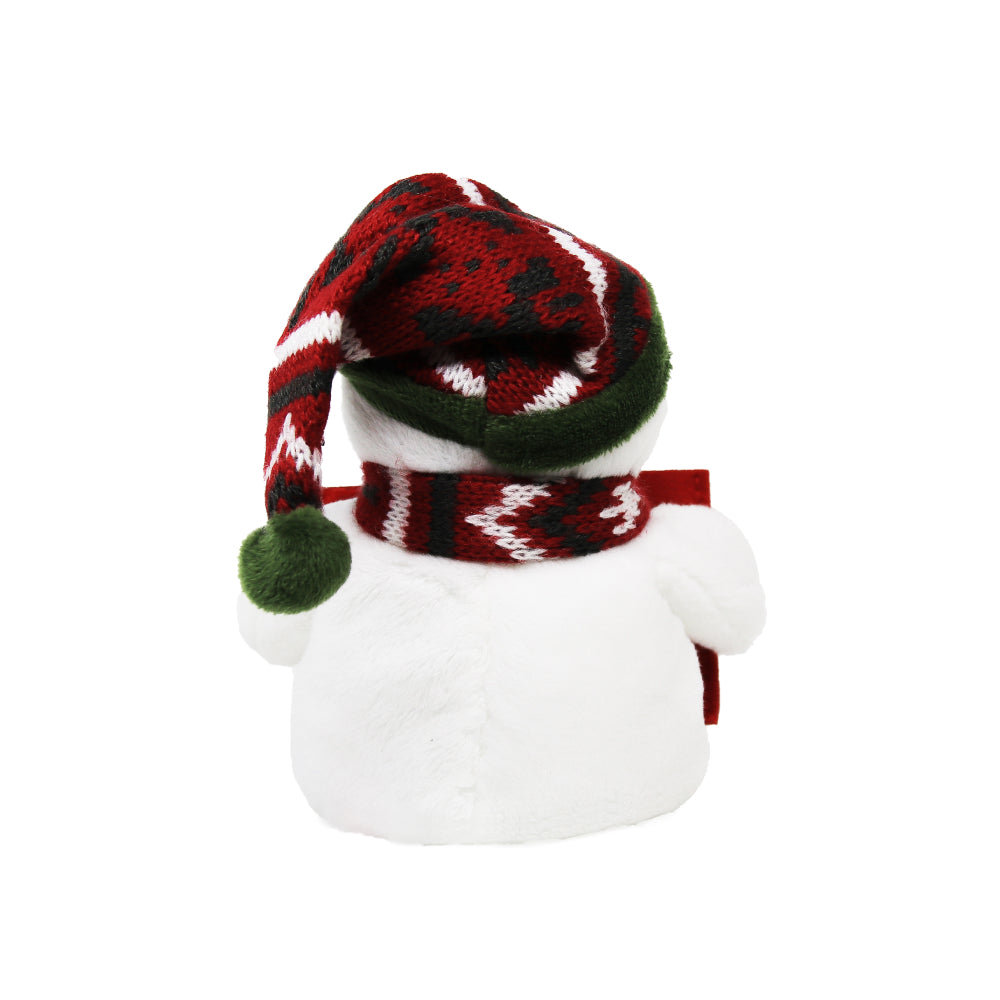 9" Gift Card Holder Snowman Plush Toy Sitting Back Side, A Cute Penguin Wearing Festive Accessories by Plushland.