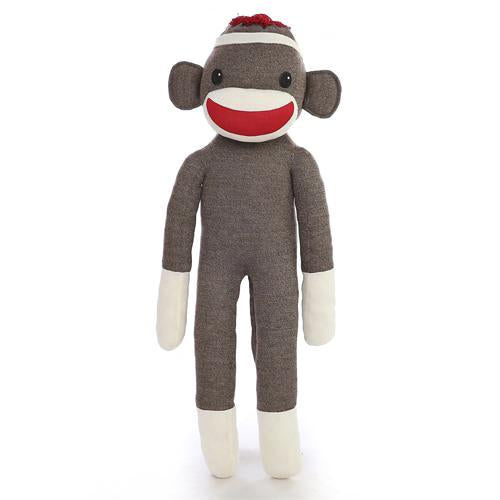 72-inch life-size Plushland Giant 
Brown Sock Monkey standing, stuffed animal with soft polyester filling for ultimate cuddling