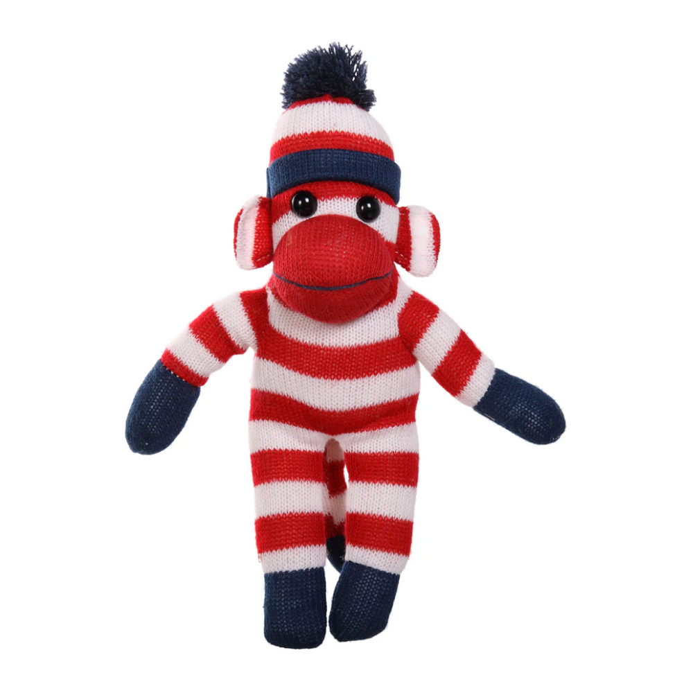 10-inch Patriotic Sock Monkey plush toy Standing, soft and huggable by Plushland