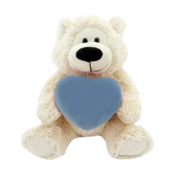 12" Sitting Sophie Bear with Custom Holding Gray Heart, Soft Fur, and Personalized Design by Plushland.