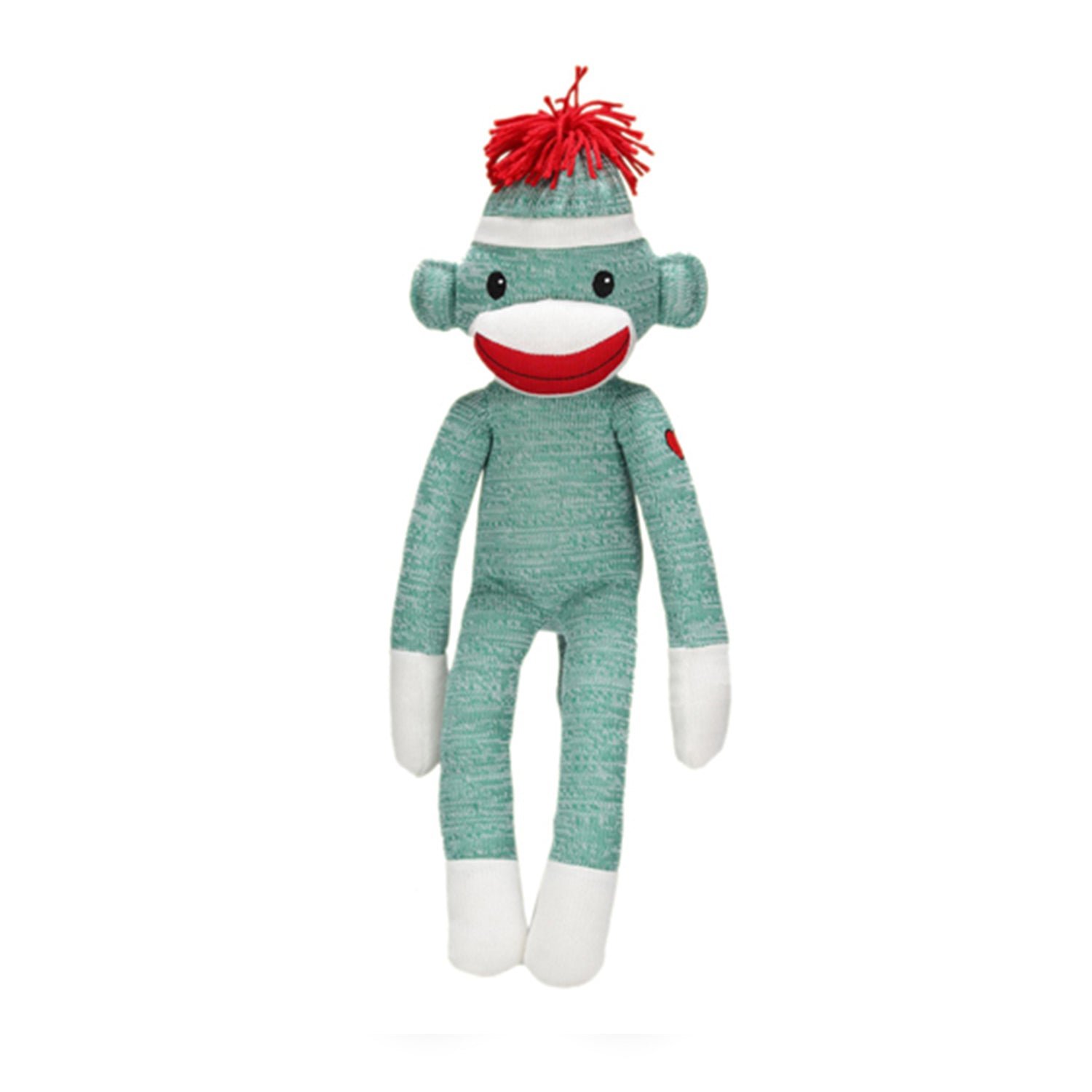 20" Standing Green Sock Monkey in Multicolor, Featuring Soft Fur and a Fun Design by Plushland.