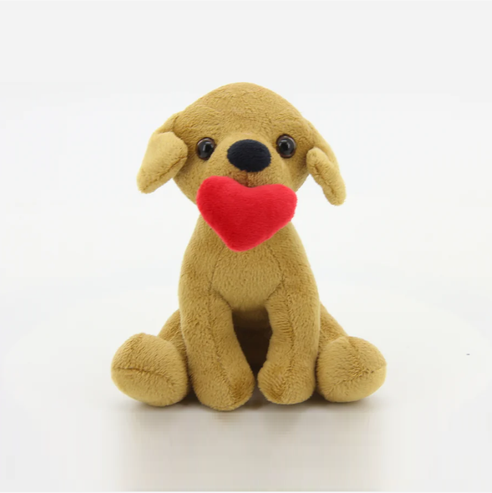 8" Sitting Valentine Pawpals Labrador Dog, Featuring Soft Fur and an Adorable Valentine's Design by Plushland.