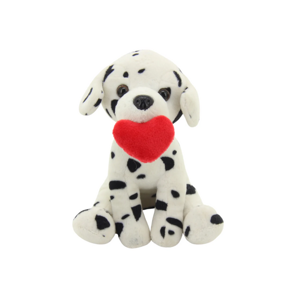 8" Sitting Valentine Pawpals Dalmatian Dog, Featuring Soft Fur and an Adorable Valentine's Design by Plushland.