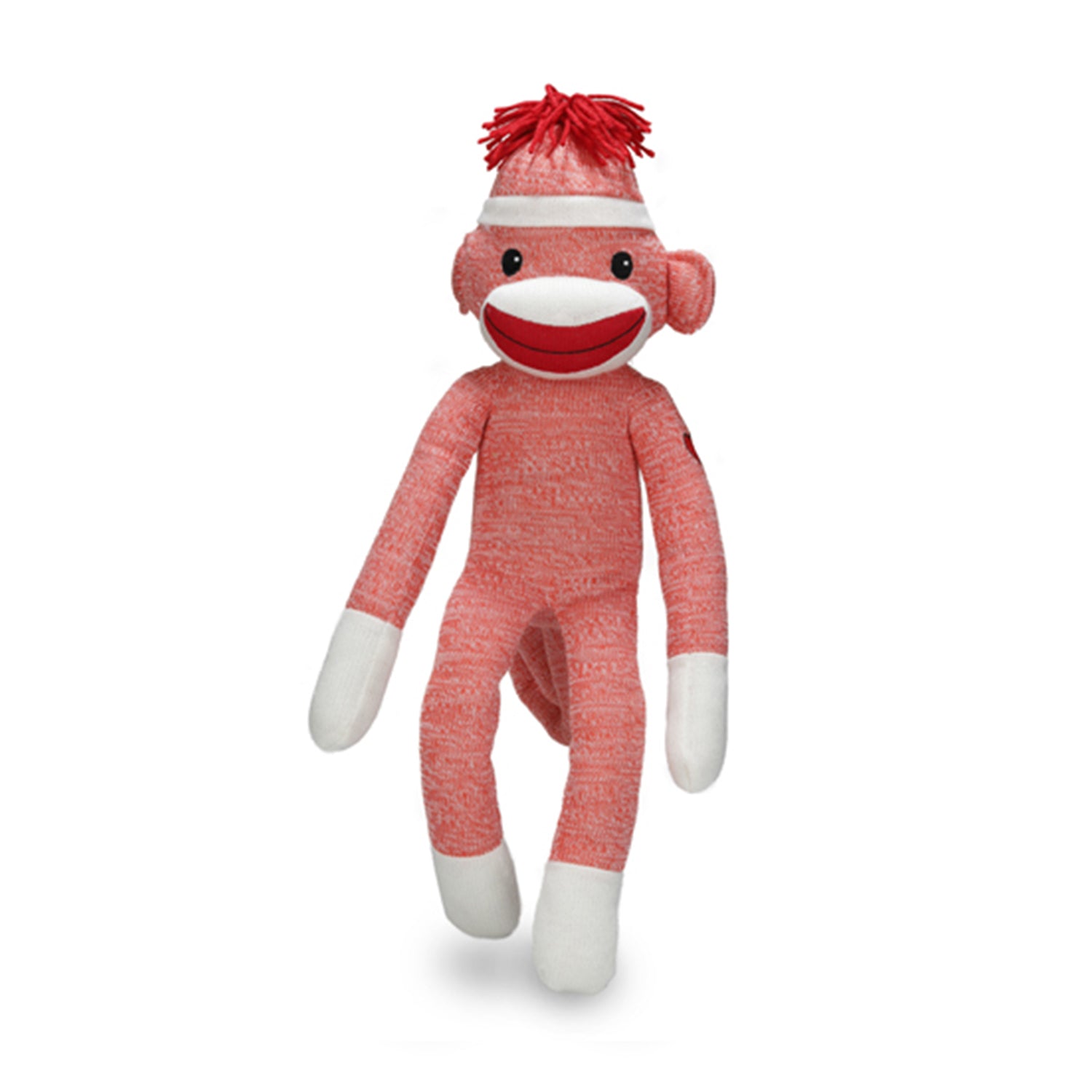 20" Standing Orange Sock Monkey in Multicolor, Featuring Soft Fur and a Fun Design by Plushland.