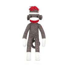 6-inch brown Sock Monkey Standing, huggable vintage toy with soft plush fabric by Plushland