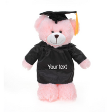 12'' Graduation Pink Bear Plush Stuffed Animal Toys with Cap and Personalized Gown 12''