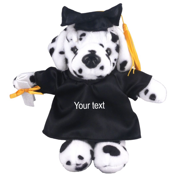 8" Graduation Dalmation Dog Plush Stuffed Animal Toys with Cap and Personalized Gown