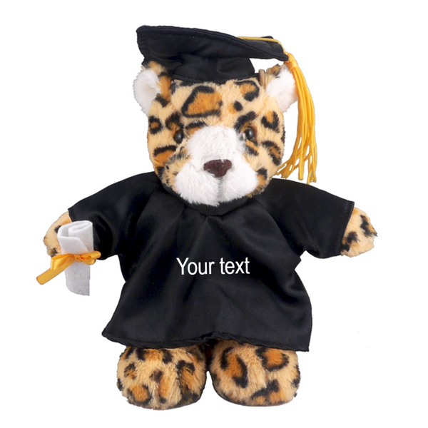 8" Graduation Leopard Plush Stuffed Animal Toys with Cap and Personalized Gown