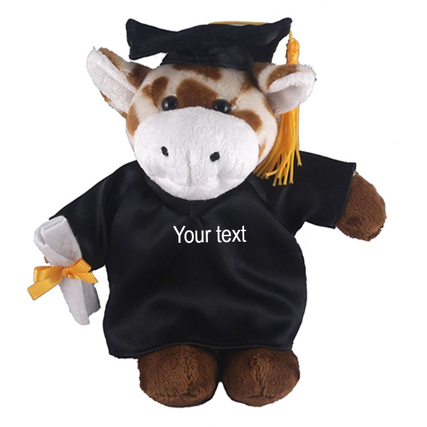 12" Graduation Giraffe Plush Stuffed Animal Toys with Cap and Personalized Gown