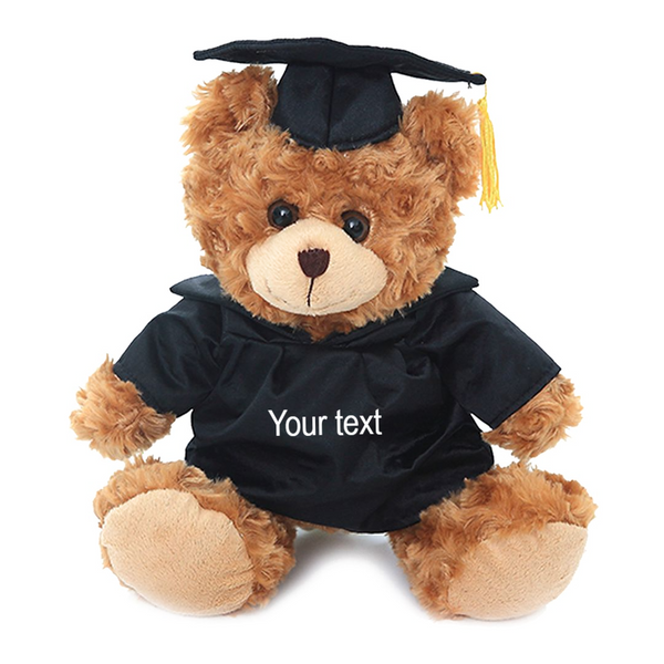 12" Graduation Mocha Teddy Plush Stuffed Animal Toys with Cap and Personalized Gown