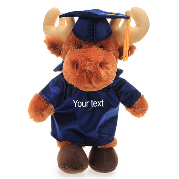 12" Graduation Moose Plush Stuffed Animal Toys with Cap and Personalized Gown