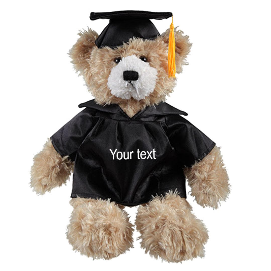 12" Graduation Brandon Bear Plush Stuffed Animal Toys with Cap and Personalized Gown - 0