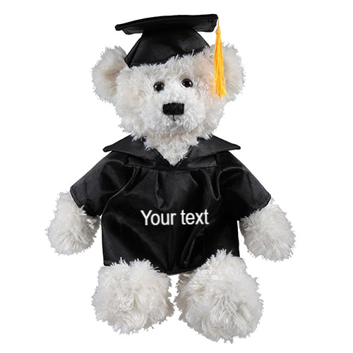 12" Graduation Cream Brandon Bear Plush Stuffed Animal Toys with Cap and Personalized Gown