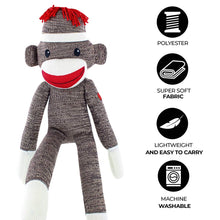 6-inch brown Sock Monkey with right side specification, huggable vintage toy with soft plush fabric by Plushland