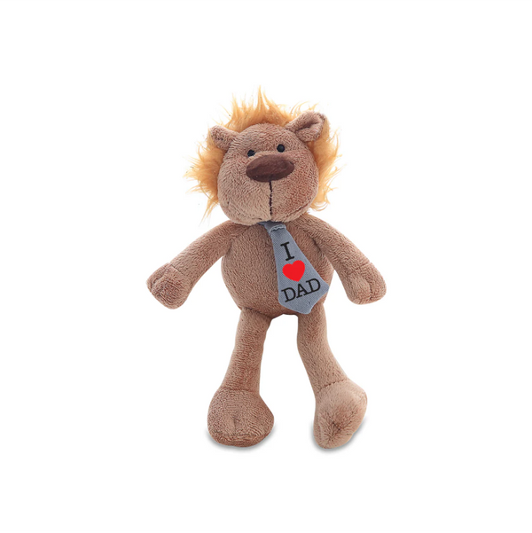 8" Standing Father’s Day Lion with Tie, Featuring Soft Fur and a Stylish Tie by Plushland.