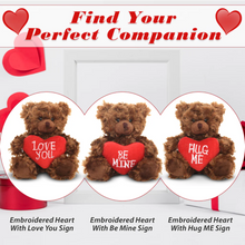 Sitting Valentine Mocha Bear Chocolate, Soft Fur, Holding a Heart, Find Your Perfect Campanion Day Gift by Plushland.