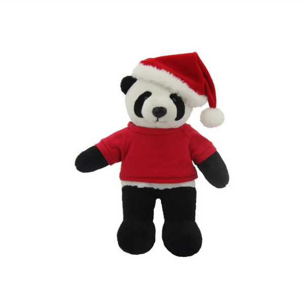 12" Standing Stuffed Panda with Red Shirt, Featuring Soft Fur and an Adorable Design by Plushland.