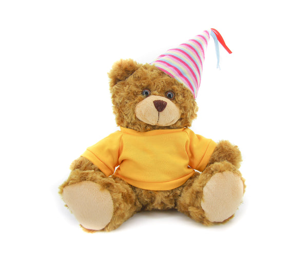 Plushland Plush Teddy Bear 12 Inches - Mocha Color for Birthday, Personalized Text, Name on T-Shirt, Party Favors Gift for Kids, Boys, Girls