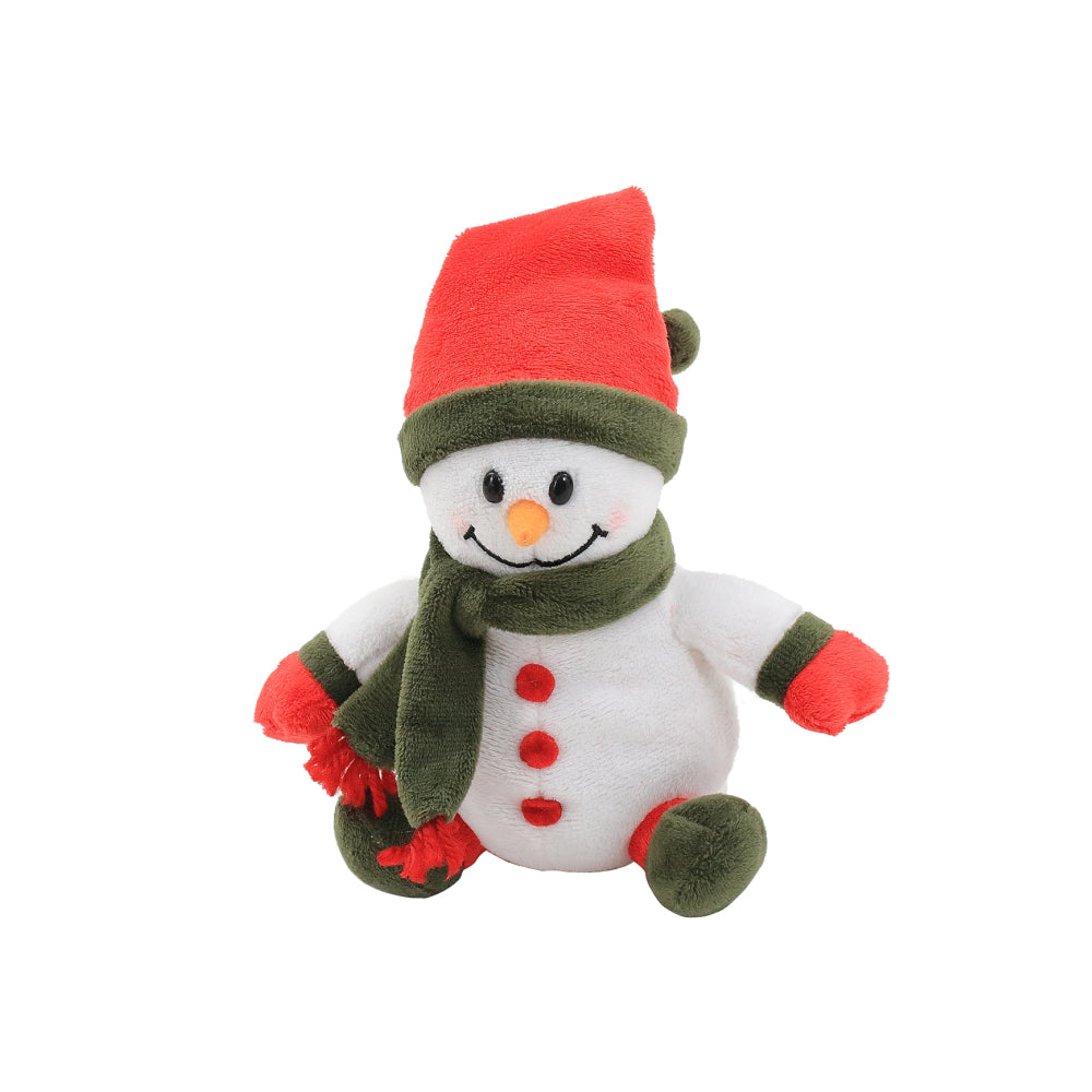 8" Sitting Xmas Snowman, Featuring Soft Fabric and a Festive Holiday Design by Plushland.