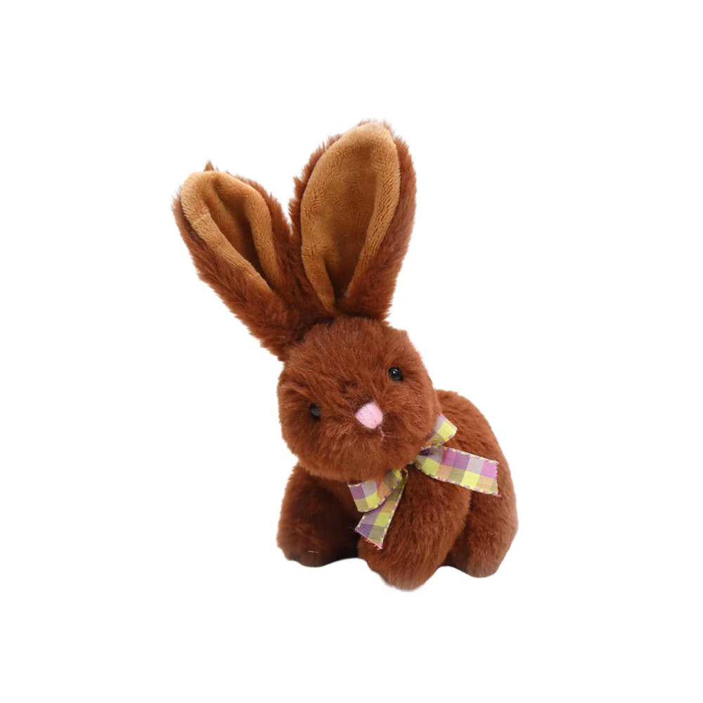 6" Sitting Fluffy Easter Bunny, Brown Color with soft fur and adorable features by Plushland.