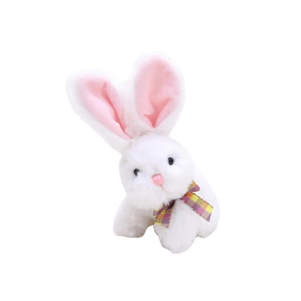 6" Sitting Fluffy Easter Bunny, White Color with soft fur and adorable features by Plushland.