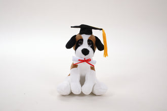 Plushland Cuddly Dog Toy, Graduation Cap and Diploma Stuffed Animal Plush Toys, for Graduation Day 8 Inch