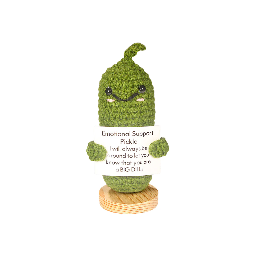 3" Crochet Pickel Dolls Adorned with Positive Affirmation Cards, Featuring Cute and Thoughtful Designs by Plushland.