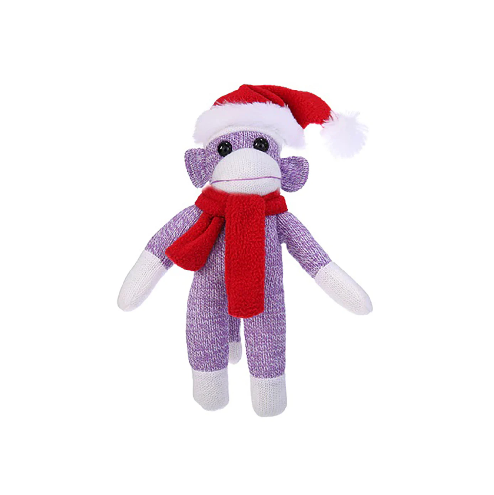 8" Cute Custom Sock Monkey Purple, Ready for Personalization with Unique Features by Plushland.