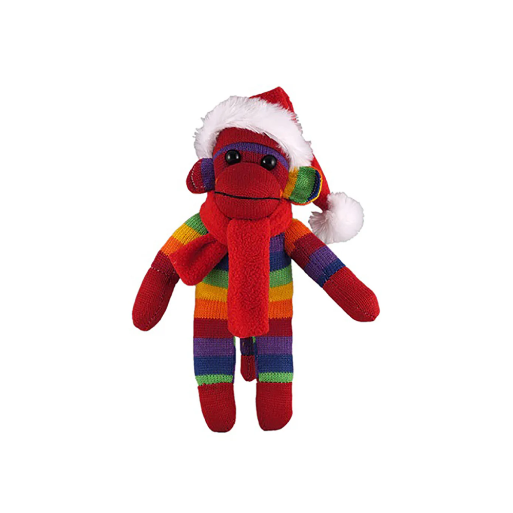 8" Cute Custom Sock Monkey Rainbow, Ready for Personalization with Unique Features by Plushland.