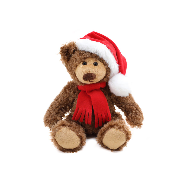 10" Sitting Xmas Frankie Bear, Featuring a Festive Holiday Design by Plushland.