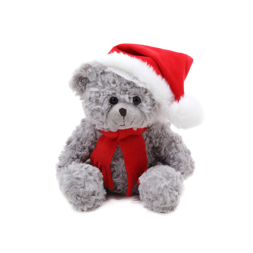 10" Sitting Xmas Duffy Bear in Gray, Featuring a Festive Holiday Design by Plushland.