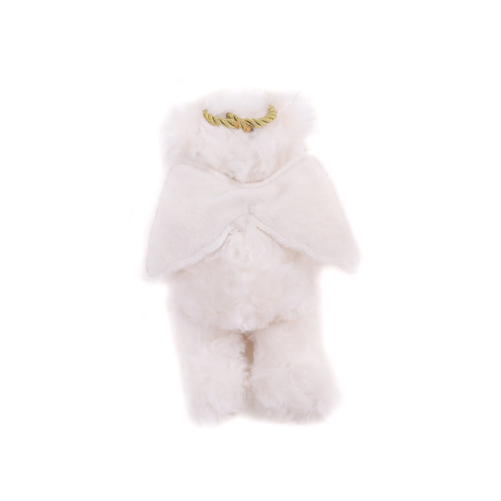 6" Star Angel Bears Beige Plush Toy Standing Back Side, Angel Wings And A Star by Plushland.