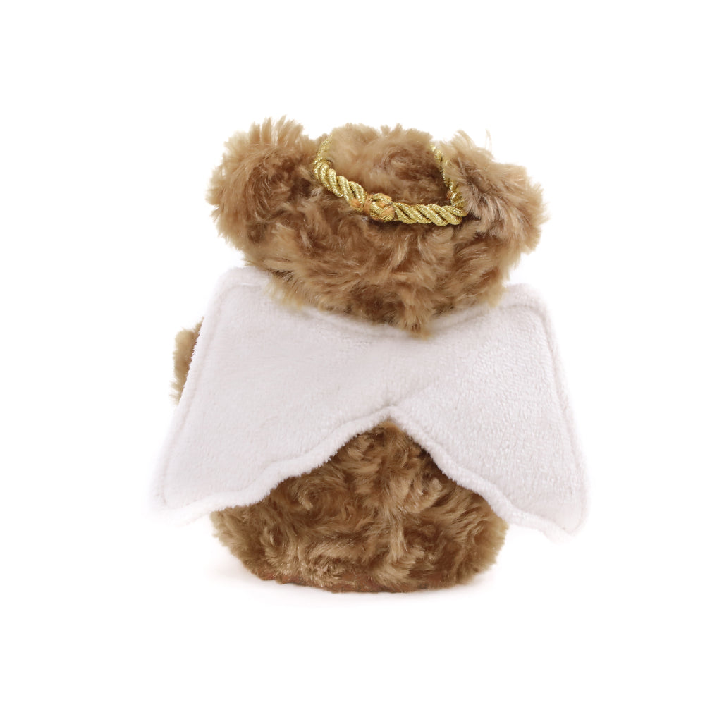 6" Star Angel Bears Mocha Plush Toy Sitting Back Side, Angel Wings And A Star by Plushland.