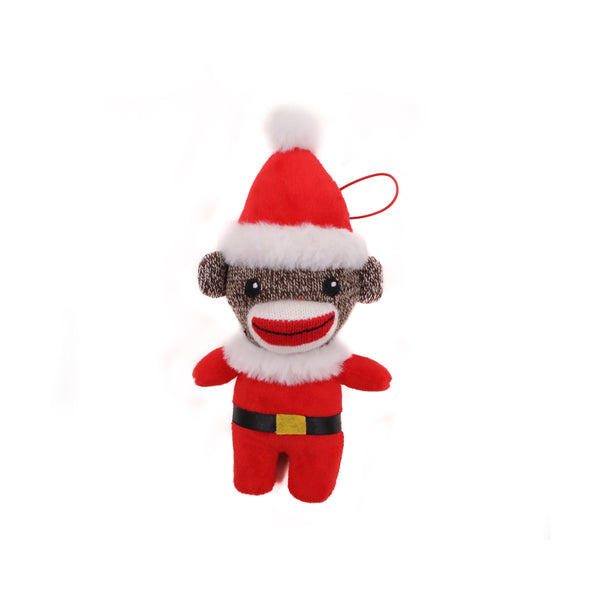 4" Standing Sockiez Santa Ornament Plush Toy, Featuring a Festive Design with Soft Fabric by Plushland.