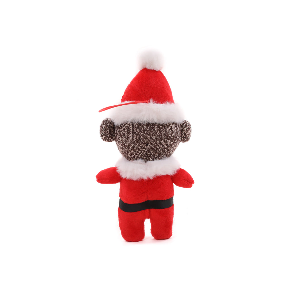 4" Sockiez Santa Ornament Plush Toy Standing Back Side, Featuring a Festive Design with Soft Fabric by Plushland.