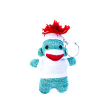 Green Sock Monkey Keychain 4 Inch