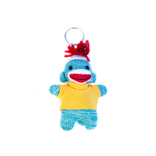 Green Sock Monkey Keychain 4 Inch