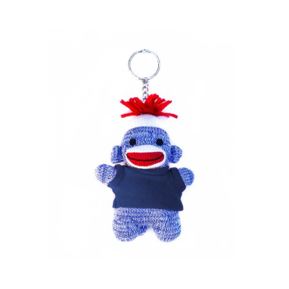 Blue Sock Monkey Keychain 4"