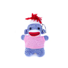 Blue Sock Monkey Keychain 4 Inch