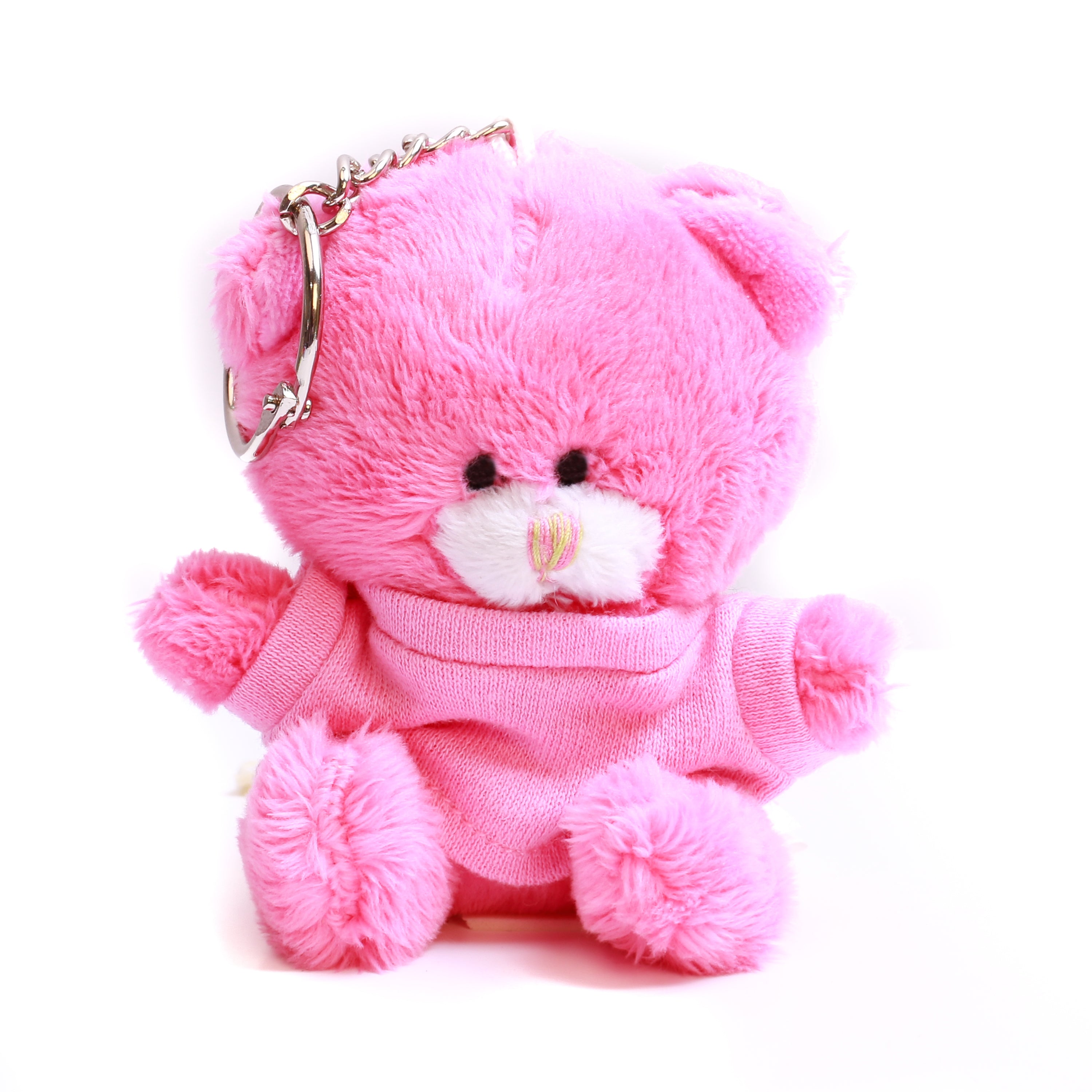 Qbeba Bear Keychain Pink with Tee 4"