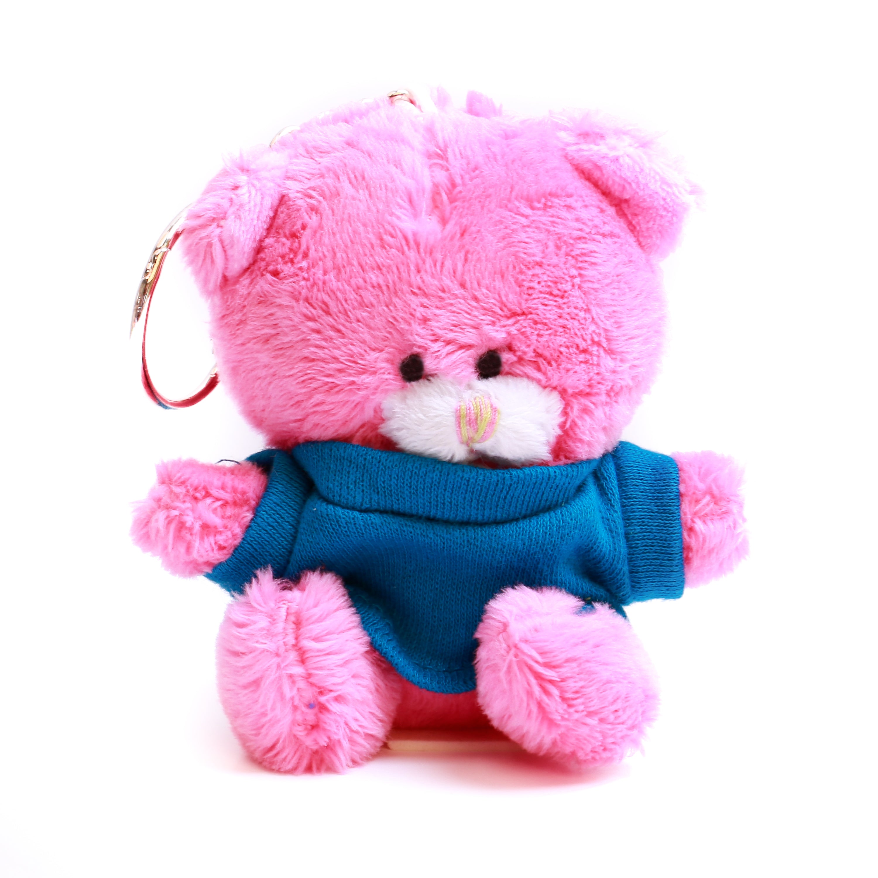 Qbeba Bear Keychain Pink with Tee 4"