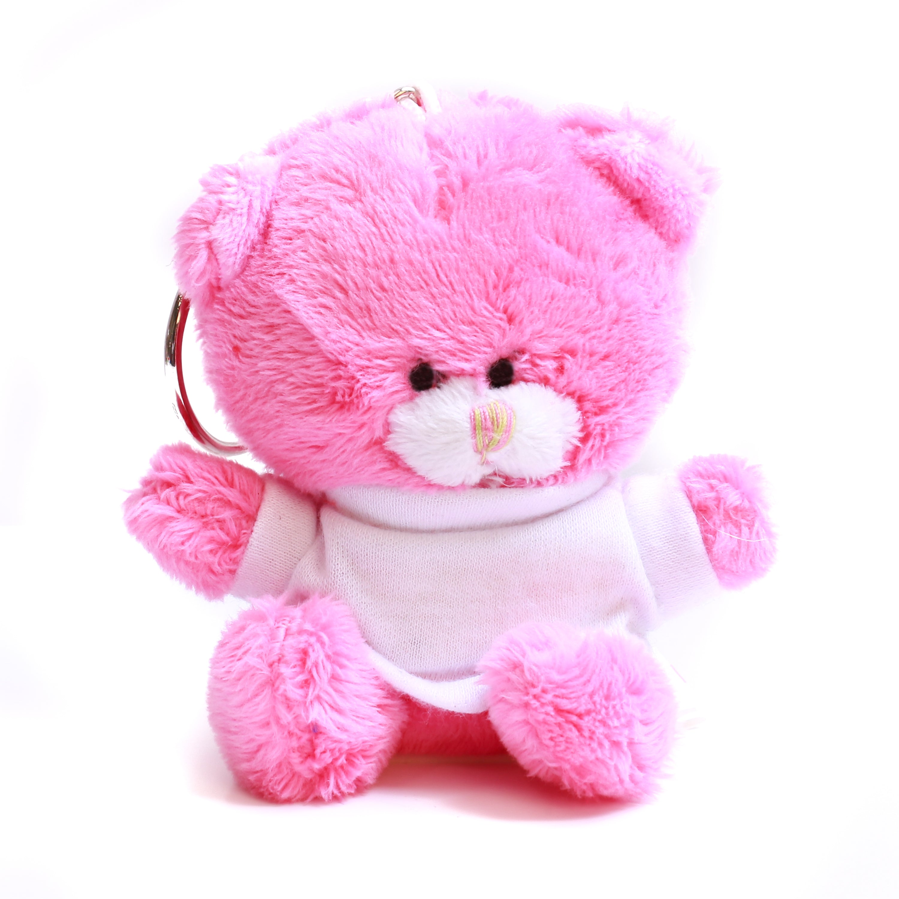 Qbeba Bear Keychain Pink with Tee 4"