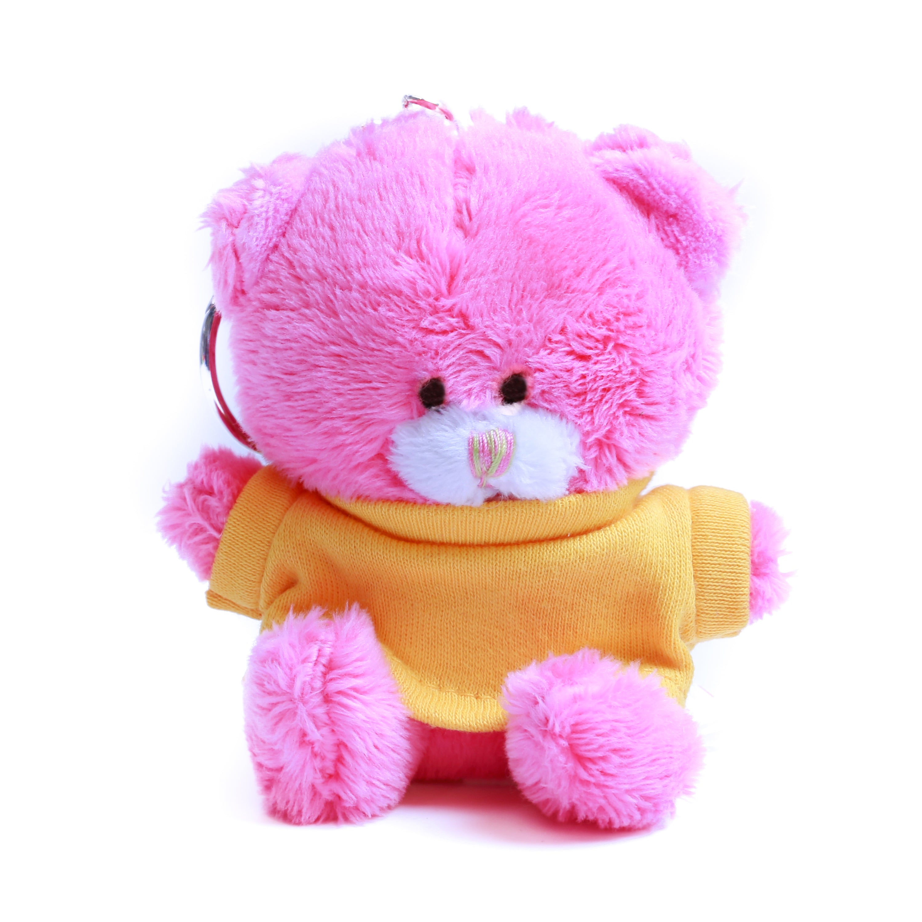 Qbeba Bear Keychain Pink with Tee 4"