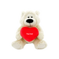 12" Sitting Sophie Bear with Custom Holding Red Heart, Soft Fur, and Personalized Design by Plushland.